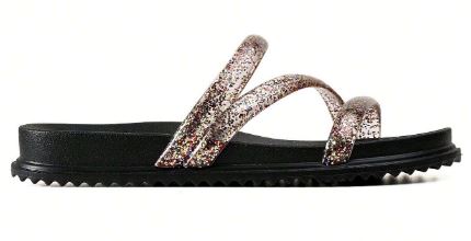 Sandalia Papete Feminina Birken Preto Brilho