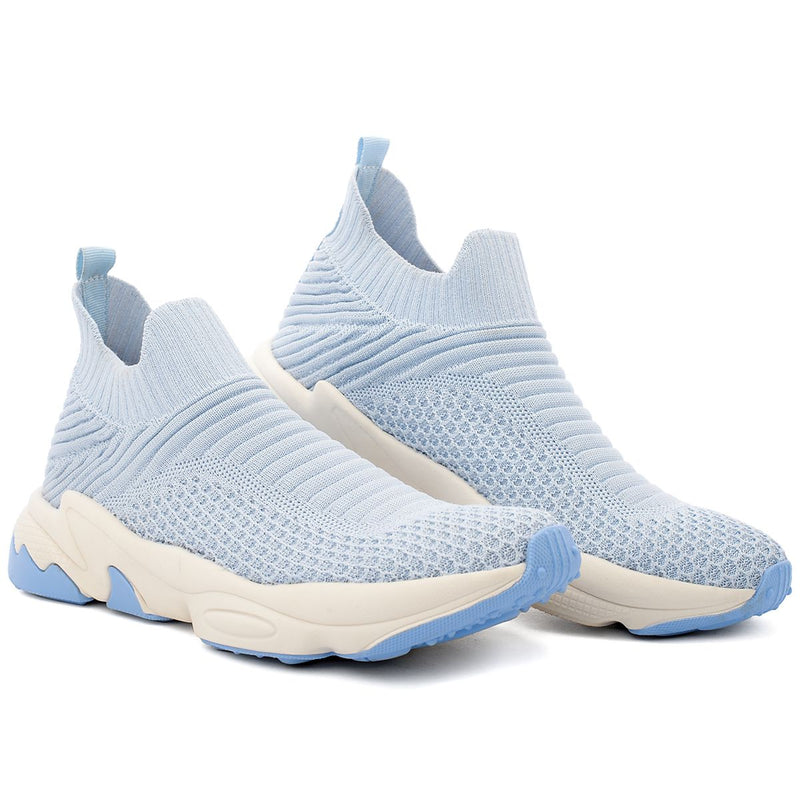 Tênis Feminino Knit Elastico Azul Claro