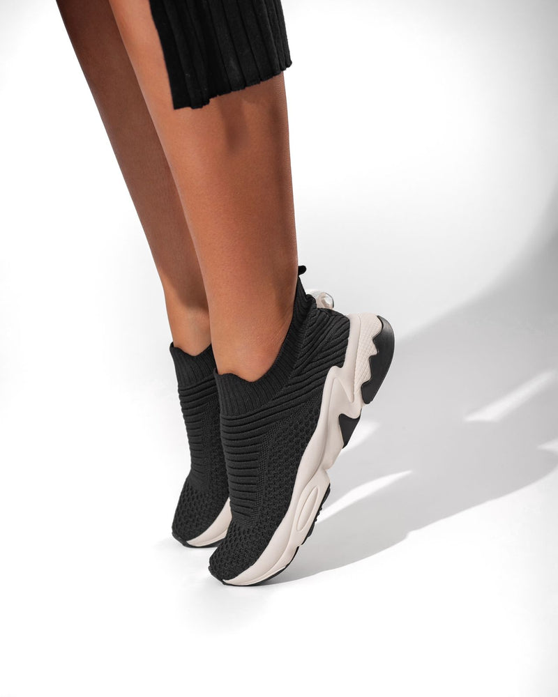 Tênis Feminino Knit Elastico Preto