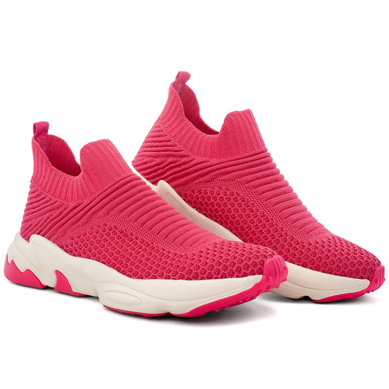 Tênis Feminino Knit Elastico Pink