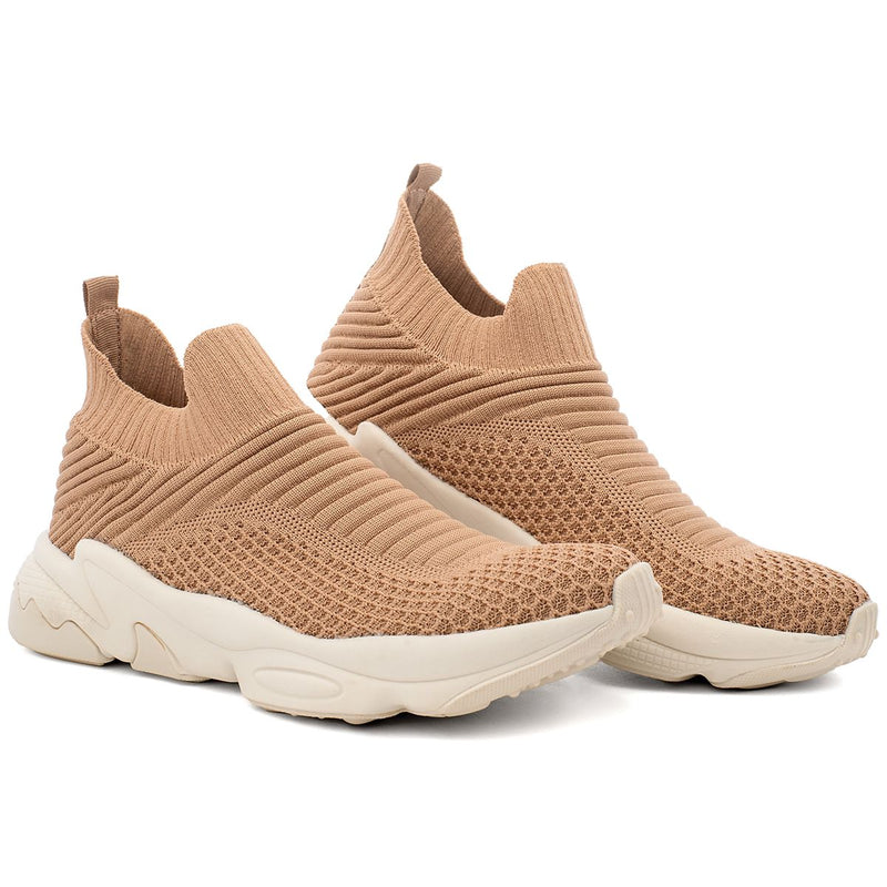 Tênis Feminino Knit Elastico BEGE