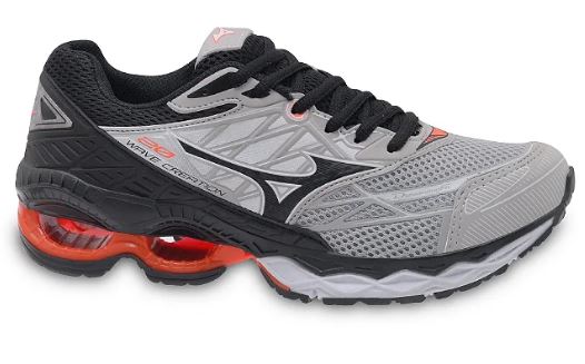 Tênis Masculino Mizuno Wave Creation 20 Cinza - Laranja