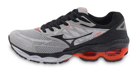 Tênis Masculino Mizuno Wave Creation 20 Cinza - Laranja