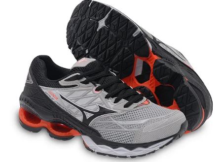 Tênis Masculino Mizuno Wave Creation 20 Cinza - Laranja
