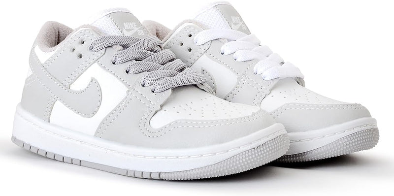 Tênis Infantil Menino e Menina Dunk SB Low Cinza /Branco