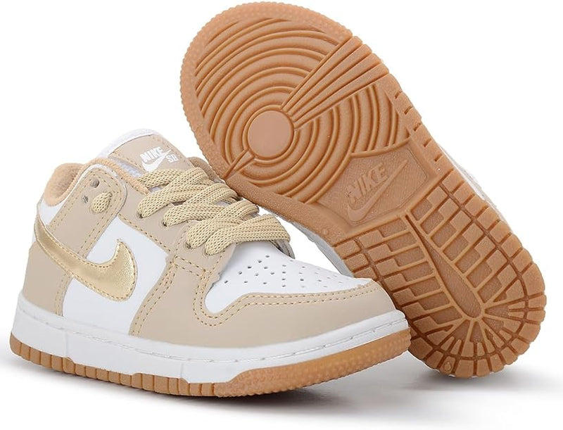 Tênis Infantil Menino e Menina Dunk SB Low Dourado / Branco