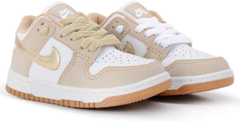 Tênis Infantil Menino e Menina Dunk SB Low Dourado / Branco