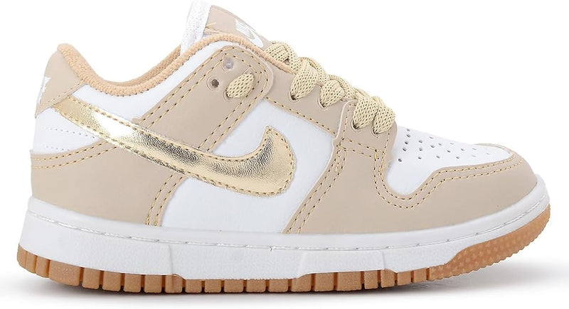 Tênis Infantil Menino e Menina Dunk SB Low Dourado / Branco